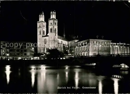 AK / Ansichtskarte Zuerich ZH Grossmuenster bei Nacht