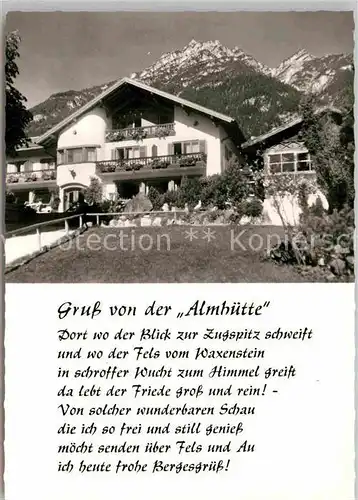 AK / Ansichtskarte Garmisch Partenkirchen Berggasthof Almhuette mit Kramer Kat. Garmisch Partenkirchen