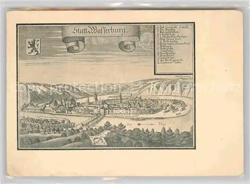 AK / Ansichtskarte Wasserburg Inn Panorama Stich Merian 1644 Kat. Wasserburg a.Inn