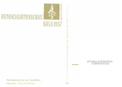 AK / Ansichtskarte Bundesgartenschau Koeln Flamingoteich Sessellift Kat. Expositions