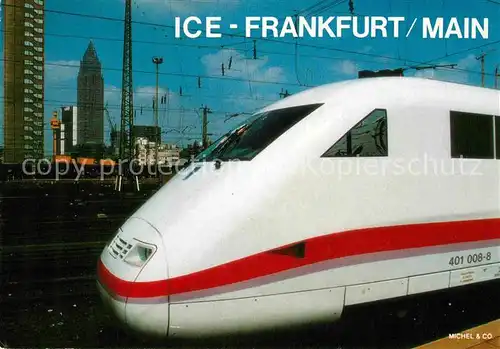 AK / Ansichtskarte Eisenbahn ICE 401 008 8 Frankfurt am Main Kat. Eisenbahn