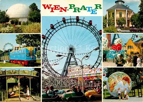 AK / Ansichtskarte Wien Prater Riesenrad Eisenbahn Weltkugel Karussell Kat. Wien