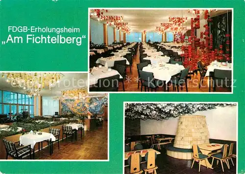 AK / Ansichtskarte Oberwiesenthal Erzgebirge FDGB Erholungsheim Am Fichtelberg Restaurant Kaminzimmer Kat. Oberwiesenthal