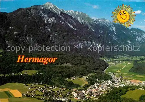 AK / Ansichtskarte Hermagor Kaernten Wulfeniastadt mit Spitzkegel Gailtal Alpenpanorama Fliegeraufnahme Kat. Hermagor Pressegger See
