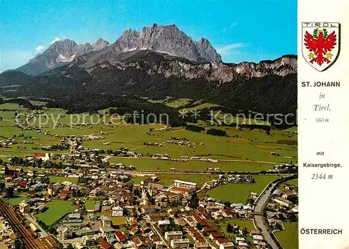 AK / Ansichtskarte St Johann Tirol Sommerfrische Erholungsort mit Kaisergebirge Fliegeraufnahme Kat. St. Johann in Tirol