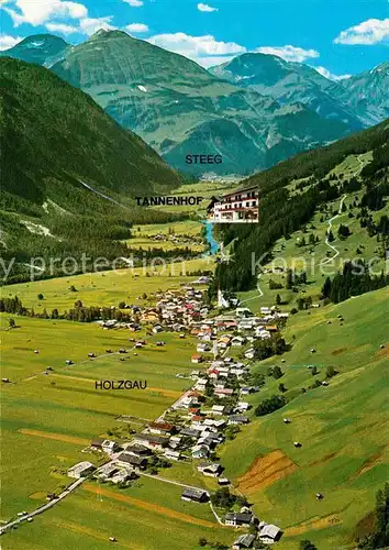 AK / Ansichtskarte Steeg Tirol Hotel Pension Tannenhof Alpenpanorama Fliegeraufnahme Kat. Steeg Lechtal