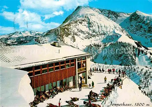 AK / Ansichtskarte Koenigssee Jennerhaus Sonnenterrasse Berggaststaette Winterpanorama Alpen