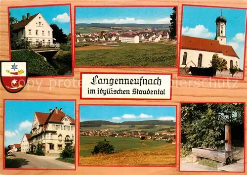 AK / Ansichtskarte Langenneufnach Teilansichten Kirche Brunnen Landschaftspanorama Kat. Langenneufnach