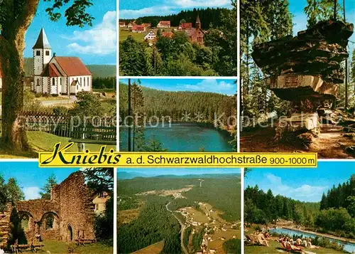 AK / Ansichtskarte Kniebis Freudenstadt Teilansichten Kirche Burgruine Felsen Freibad Schwarzwaldhochstrasse Kat. Freudenstadt