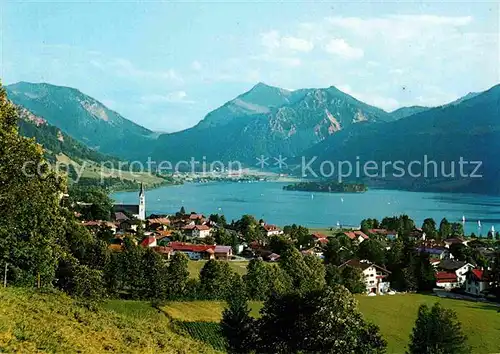 AK / Ansichtskarte Schliersee Panorama Luftkurort mit Jaegerkamp Spitzingsattel Brecherspitz Mangfallgebirge Kat. Schliersee