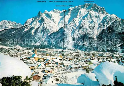 AK / Ansichtskarte Mittenwald Bayern Winterpanorama Blick gegen Karwendelgebirge Kat. Mittenwald