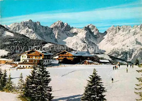 AK / Ansichtskarte Kirchberg Tirol Berggasthof Maierl mit Kaisergebirge Winterpanorama Kat. Kirchberg in Tirol