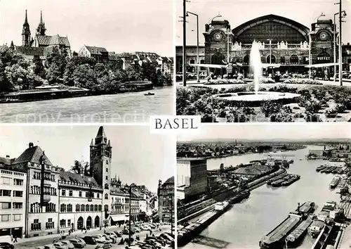 AK / Ansichtskarte Basel BS Blick ueber den Rhein Bahnhof Innenstadt Rheinhafen Kat. Basel