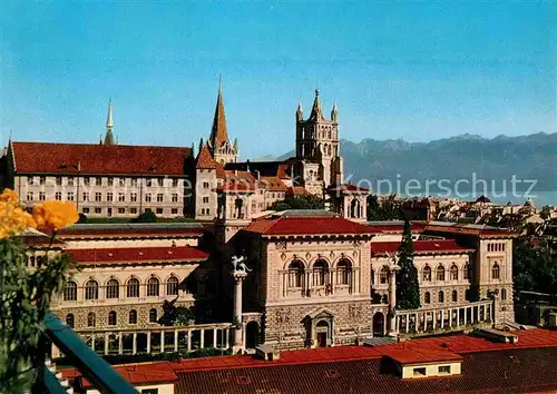 AK / Ansichtskarte Lausanne VD Cathedrale Palais de Rumine ancienne Academie Dent d Oche Alpes Kat. Lausanne