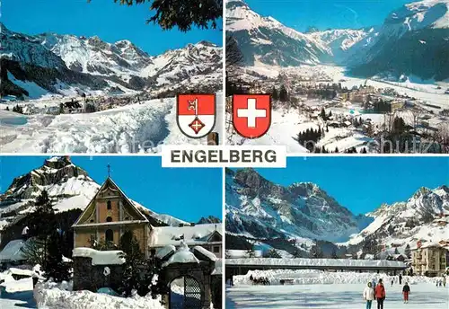 AK / Ansichtskarte Engelberg OW Panorama Winterkurort Eislaufbahn Alpen Kat. Engelberg