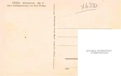AK / Ansichtskarte Giessen Lahn Zeichnung Rittergasse Kat. Giessen