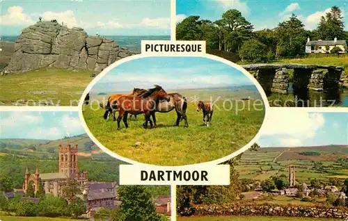 AK / Ansichtskarte Dartmoor Haytor Rocks Clapper Bridge Ponies Buckfast Abbey Widecombe in the Moor Kat. Newark and Sherwood