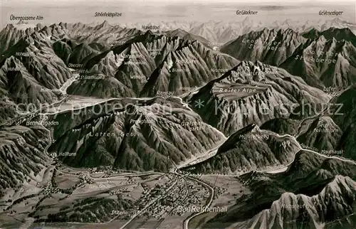 AK / Ansichtskarte Bad Reichenhall und Umgebung Alpenpanorama aus der Vogelperspektive Bromsilber Kat. Bad Reichenhall