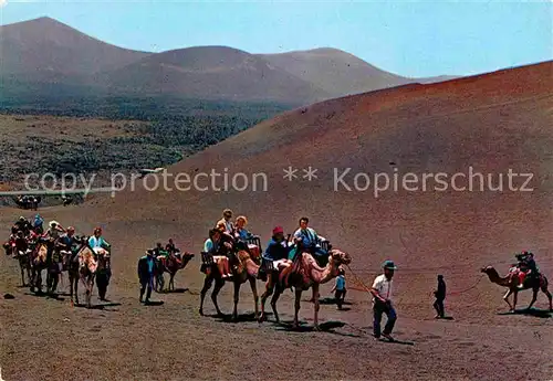 AK / Ansichtskarte Lanzarote Kanarische Inseln Isla de los volcanes Caravana de camellos Vulkaninsel Kamelreiten