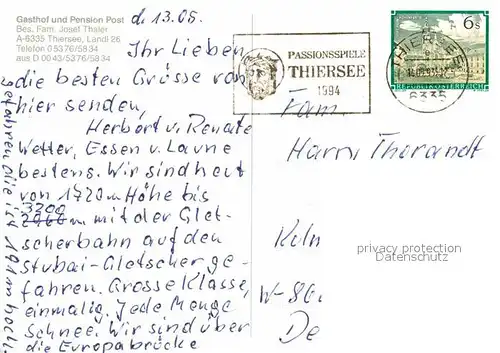 AK / Ansichtskarte Thiersee Gasthof Post  Kat. Thiersee