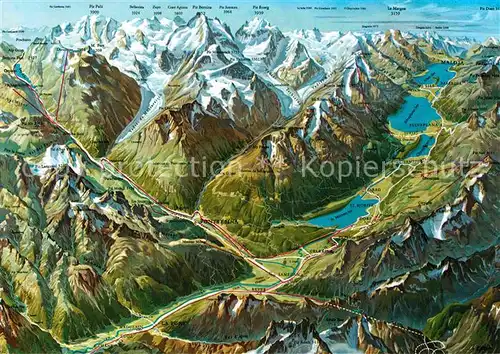 AK / Ansichtskarte Engadin GR Panoramakarte Kat. St Moritz