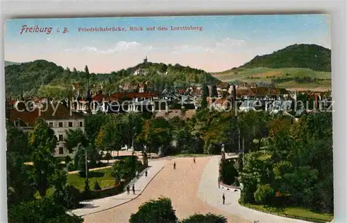 AK / Ansichtskarte Freiburg Breisgau Friedrichsbruecke mit Lorettoberg Kat. Freiburg im Breisgau
