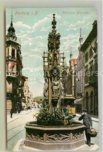 AK / Ansichtskarte Freiburg Breisgau Gotischer Brunnen Kat. Freiburg im Breisgau