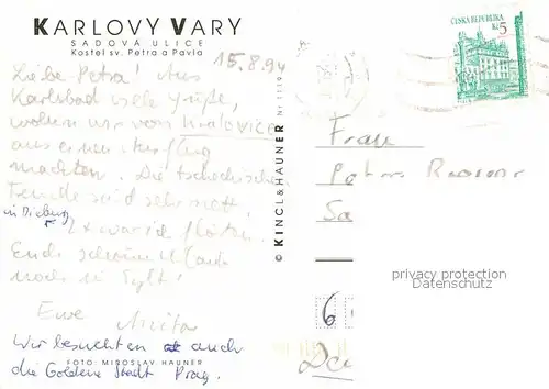 AK / Ansichtskarte Karlovy Vary Sadova Ulice Kostel sv Petra a pavia Kat. Karlovy Vary Karlsbad