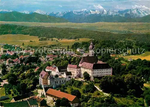 AK / Ansichtskarte Andechs Kloster Alpenpanorama Fliegeraufnahme Kat. Andechs