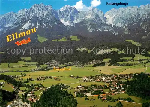 AK / Ansichtskarte Ellmau Tirol Panorama Blick zum Kaisergebirge Fliegeraufnahme Kat. Ellmau