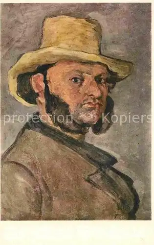 AK / Ansichtskarte Kuenstlerkarte Cezanne Man with a Straw Hat Kat. Kuenstlerkarte