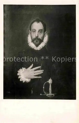 AK / Ansichtskarte Kuenstlerkarte Alte Kuenstler El Greco Caballero de la Mano en el Pecho Kat. Kuenstlerkarte