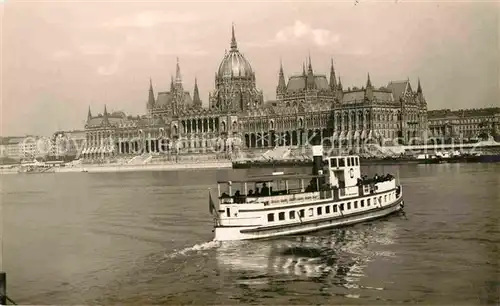 AK / Ansichtskarte Dampfer Seitenrad Budapest Orszaghaz Parlament  Kat. Schiffe
