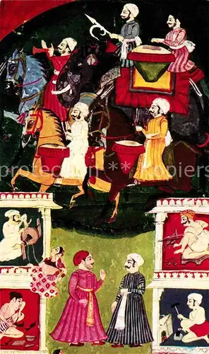 AK / Ansichtskarte Kuenstlerkarte Shilpi Press Life in Udaipur 18th Century India  Kat. Kuenstlerkarte