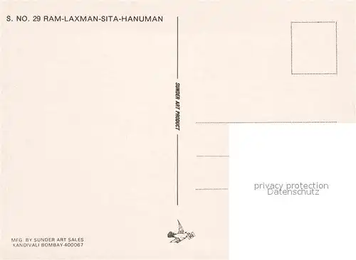 AK / Ansichtskarte Kuenstlerkarte Ram Laxman Sita Hanuman Indien  Kat. Kuenstlerkarte