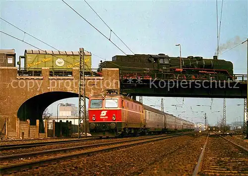 AK / Ansichtskarte Lokomotive 50685 Zugkreuzung Frankfurt Ost Lahmeyerbruecke  Kat. Eisenbahn