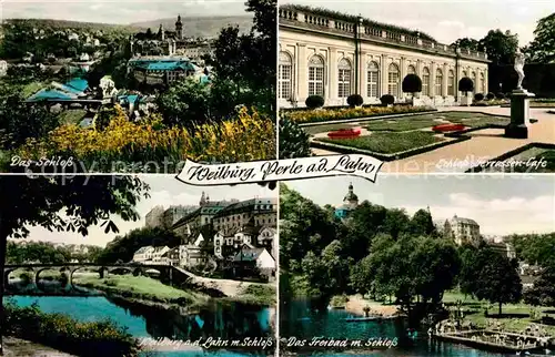 AK / Ansichtskarte Weilburg Lahn Schlossterrassen Lahnpartie Freibad Terrassencafe