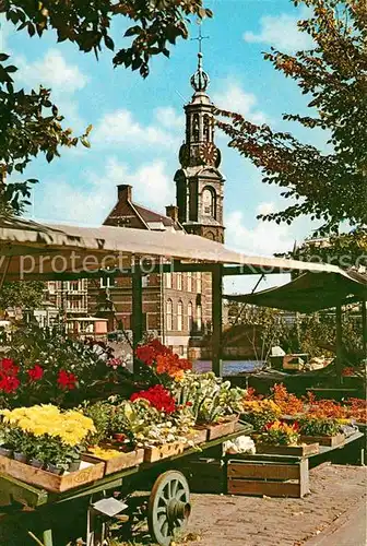 AK / Ansichtskarte Amsterdam Niederlande Blumenmarkt beim historischen Singel Minzerturm Kat. Amsterdam
