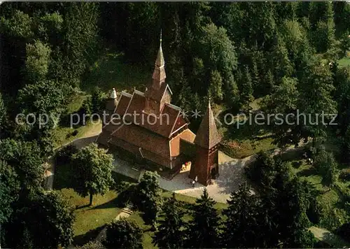 AK / Ansichtskarte Hahnenklee Bockswiese Harz Nordische Stabkirche Fliegeraufnahme Kat. Goslar