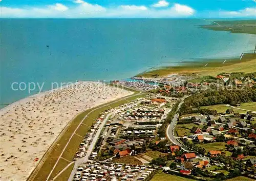 AK / Ansichtskarte Neuharlingersiel Deich Badestrand Fliegeraufnahme Kat. Neuharlingersiel