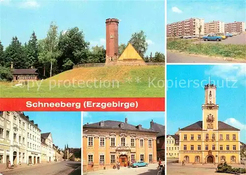 AK / Ansichtskarte Schneeberg Erzgebirge Keilberg Neubaugebiet Ernst Schneller Platz Museum Rathaus Kat. Schneeberg