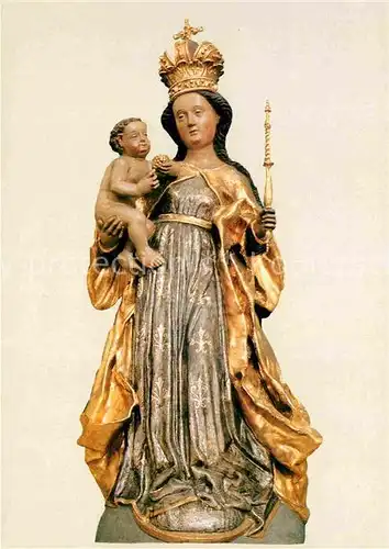AK / Ansichtskarte Bildhauerei Steinmetz Schnitzfigur Maria mit Kind Wuerzburg Stift Haug  Kat. Handwerk