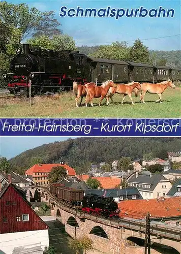 AK / Ansichtskarte Lokomotive Schmalspurbahn Freital Hainsberg Kipsdorf Obercarsdorf Schmiedeberg Kat. Eisenbahn