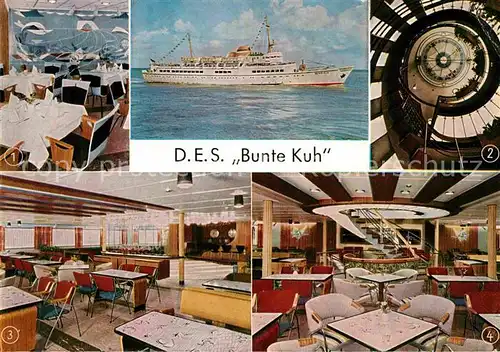 AK / Ansichtskarte Schiffe Ships Navires D.E.S. Bunte Kuh Speisesaal Wendeltreppe Tanzsalon Cafe 
