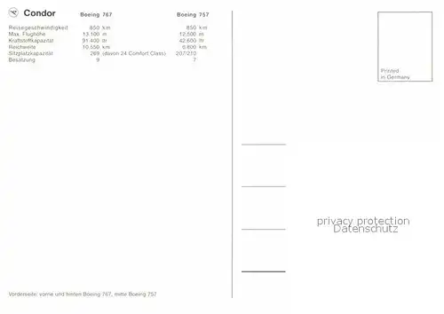 AK / Ansichtskarte Flugzeuge Zivil Condor Boenig 767 Boeing 757 Kat. Airplanes Avions