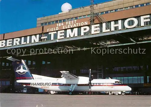 AK / Ansichtskarte Flugzeuge Zivil Hamburg Airlines Boeing DHC 8 300 Berlin Tempelhof  Kat. Airplanes Avions