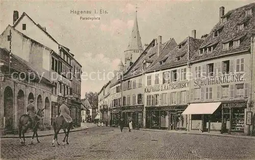 AK / Ansichtskarte Hagenau Elsass Paradeplatz Kaufhaus D. Katschinsky Schuhhandlung  Kat. Haguenau