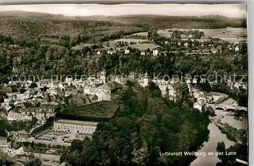 AK / Ansichtskarte Weilburg Lahn Fliegeraufnahme mit Schloss