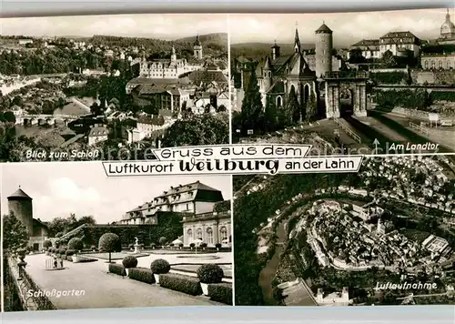 AK / Ansichtskarte Weilburg Lahn Schloss Landtor Fliegeraufnahme Schlossgarten