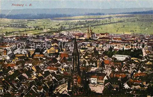 AK / Ansichtskarte Freiburg Breisgau Stadtblick mit Muenster Kat. Freiburg im Breisgau